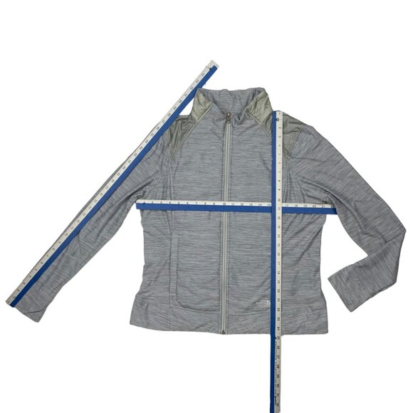 The North Face Pseudio Puffer Jacket XL Gray Thumb Holes Zip Up Hiking NF00CC9L - Picture 5 of 13